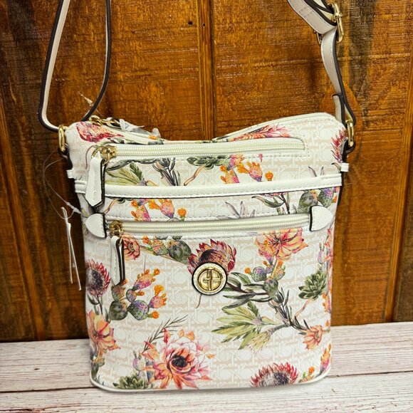 Giani Bernini Handbags - GIANI BERNINI Cactus Floral Small Faux Leather Crossbody